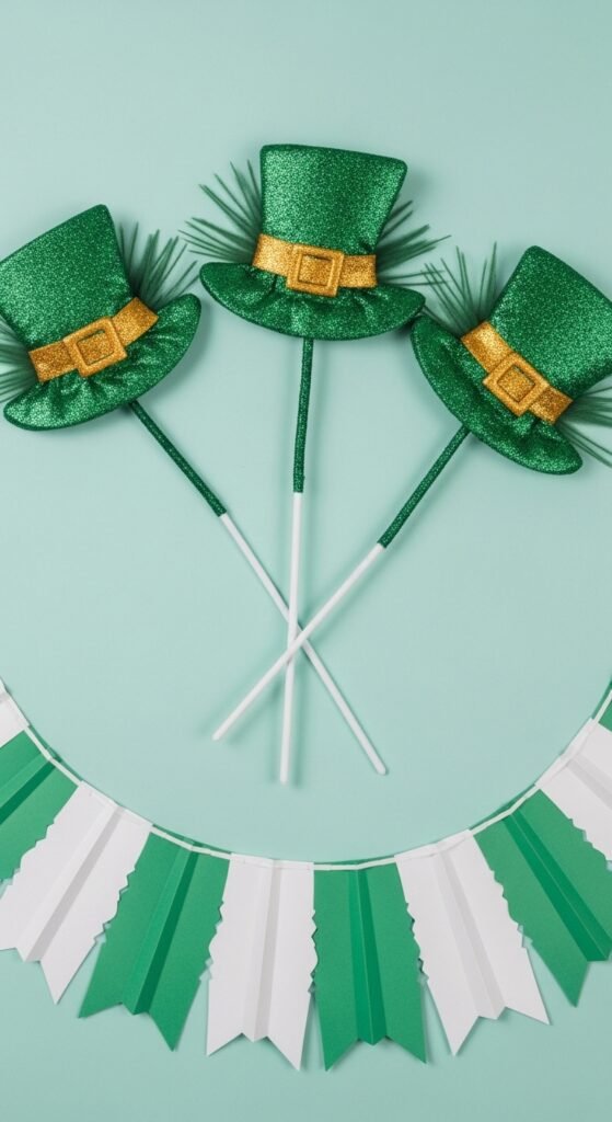 Neutral Candles With Green Holders