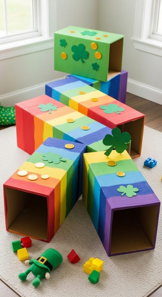 Cardboard Rainbow Tunnels