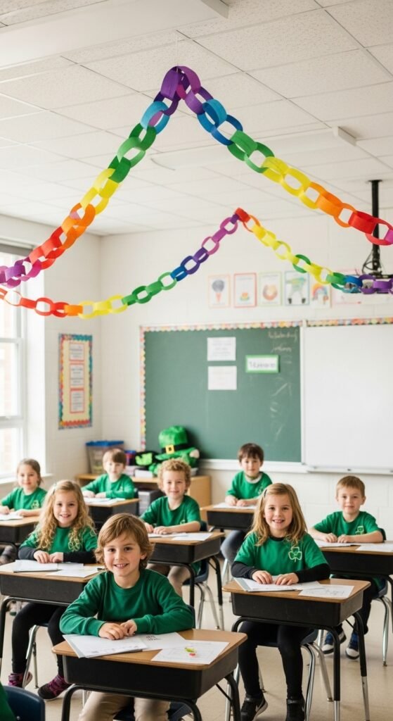 Rainbow Paper Chain Ceiling