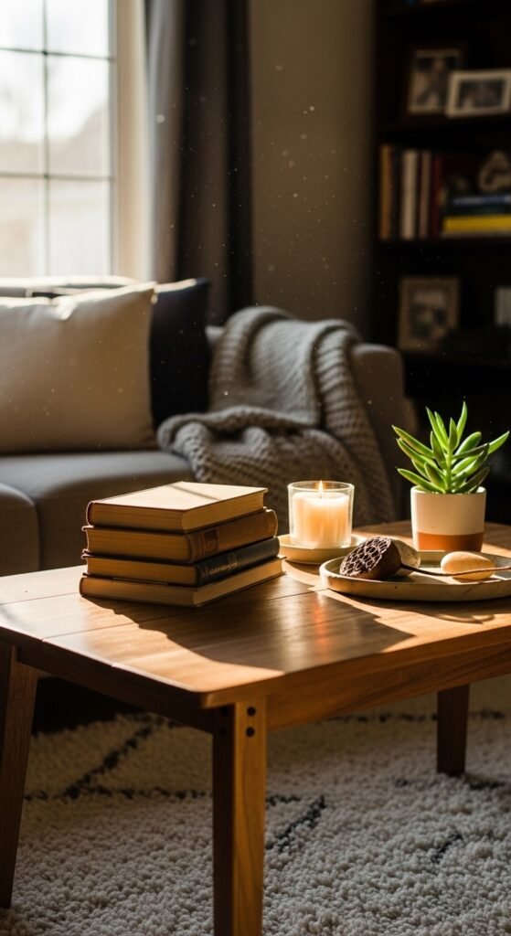 how to decorate coffee table cozy