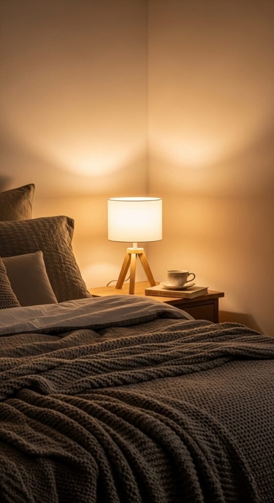 Use Soft, Warm Lighting Instead of Harsh Overhead Lights