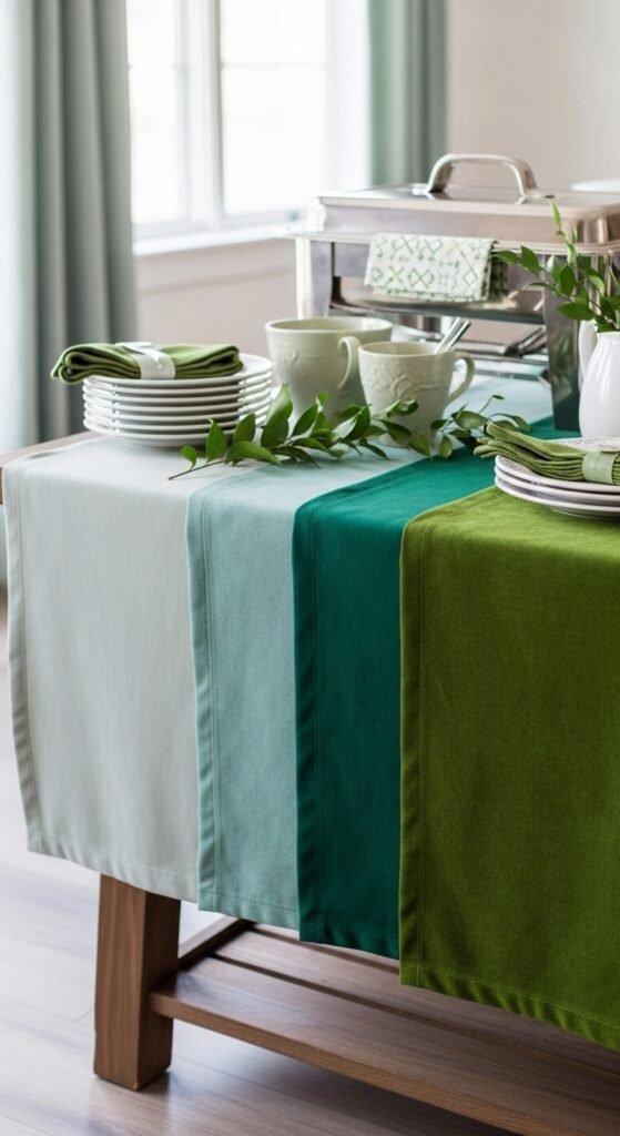Layered Green Table Runners