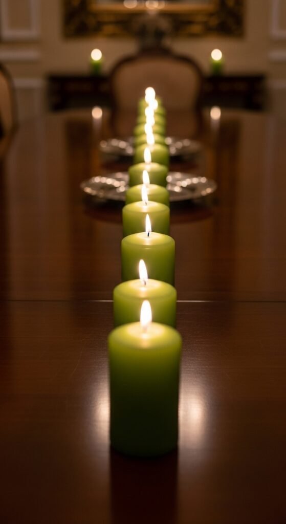 Minimal Green Candle Row
