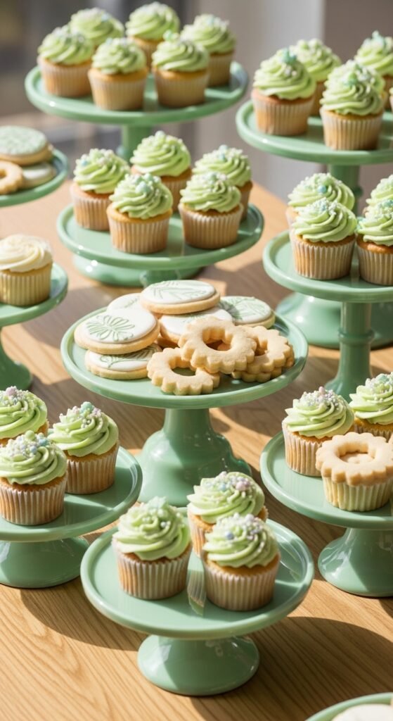 Soft Green Cake Stand Layers