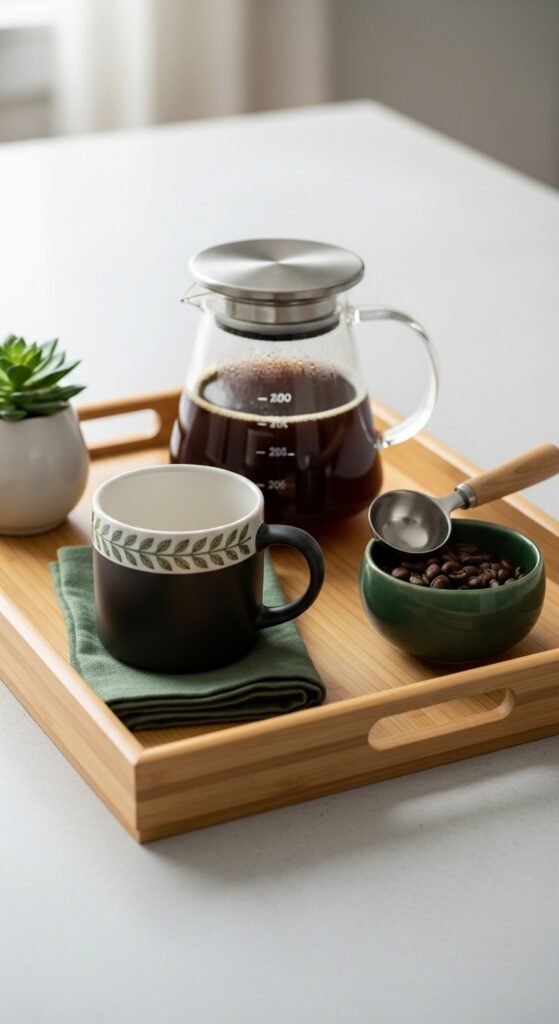Wooden Tray With Green Details
