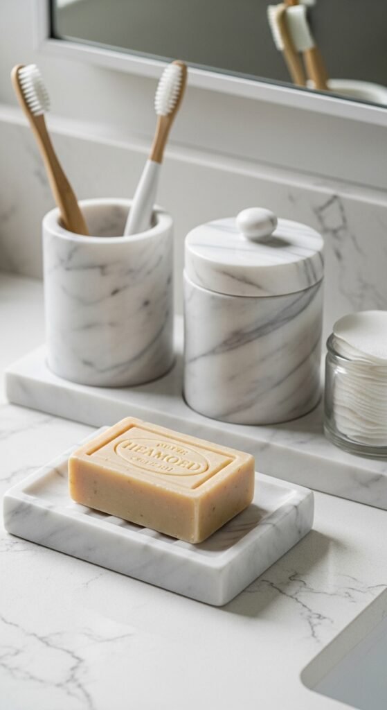 Marble Soap Dish & Accessories