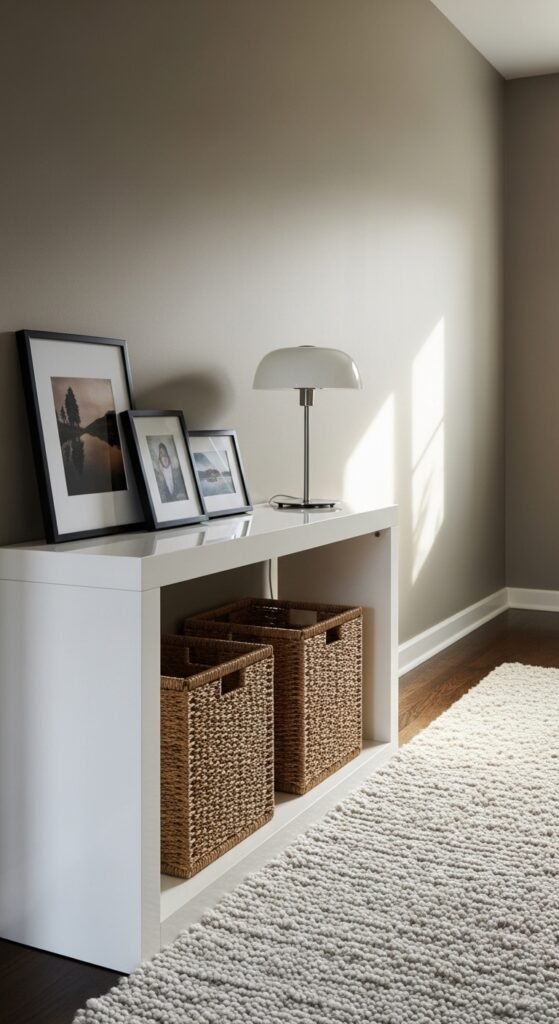 Slim Console with Storage Baskets