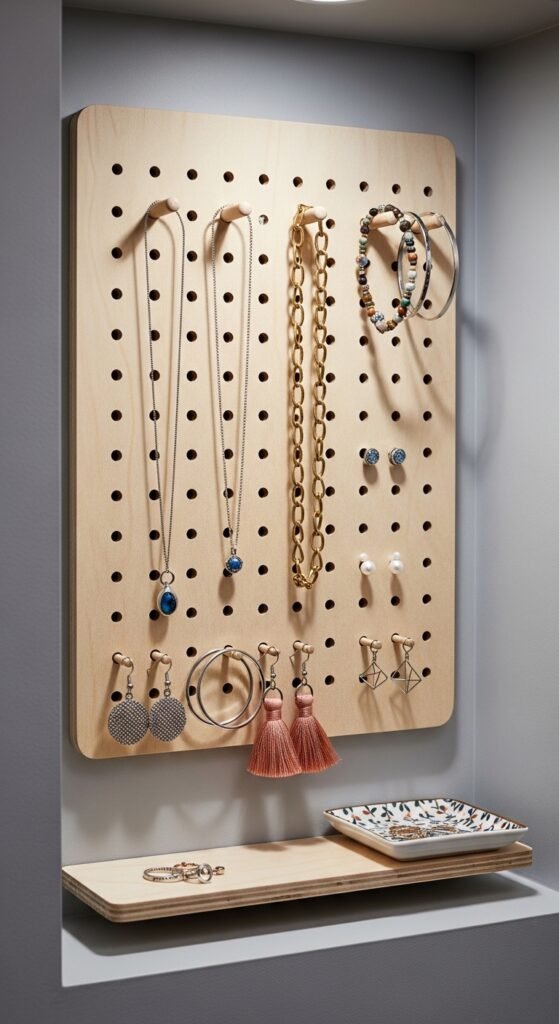 DIY Pegboard Jewelry Organizer