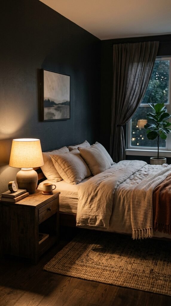 Deep Charcoal Walls for Instant Comfort