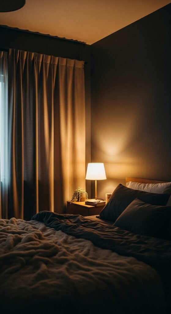 Neutral Curtains with Dark Walls