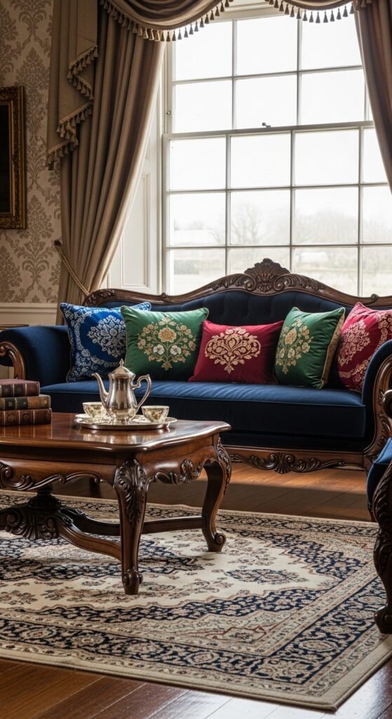 Mix Dark Woods with Soft Textiles